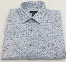 ALFANI Slim Fit Dress Shirt, White LT Blue, 17-17.5 in, 34-35