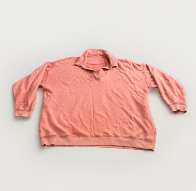Aerie Happy Henley Oversized Everyday Polo Medium Coral/Pink
