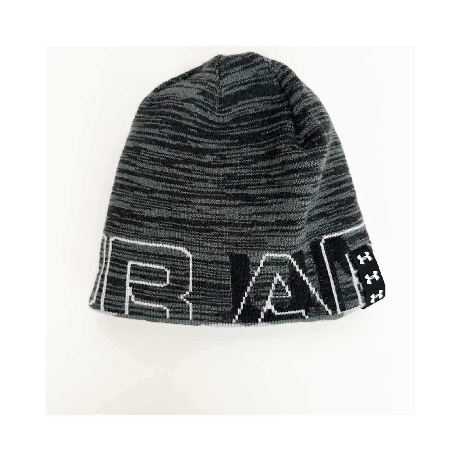 boys Under Armour UA black & gray reversible BEANIE camo camouflage youth hat OS