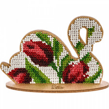 DIY Bead Embroidery on wood kit "Swan with flowers"