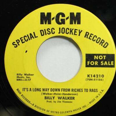 Country Promo 45 Billy Walker - It'S A Long Way Down From Riches To Rags / I'M G