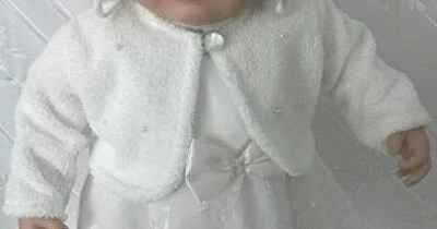 MARKENLOS Baby Mädchen Bolero Jäckchen Weiß Taufe Hochzeit Gr. 62 68 74 80 86 Neu