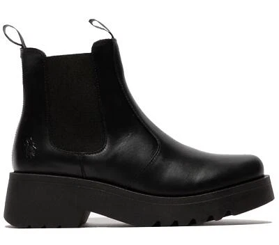 Bottes À Talons En Cuir Chelsea À Enfiler Fly London Femme Noires MEDI789 - Photo 1/4