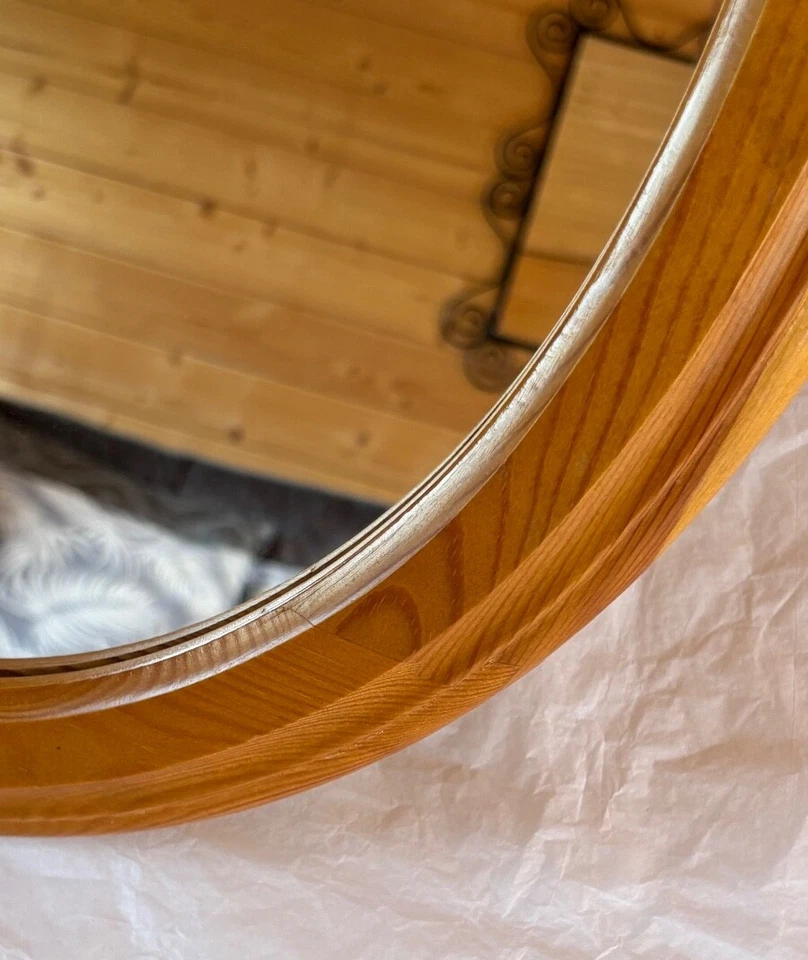 Vintage Pine Oval Wall Mirror 1960's  19.7'' x 15.5'' - Image 4 of 4