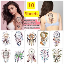 Set of 10 - Waterproof Temporary Tattoo Stickers Dream Catcher - Arm & Body Art