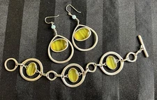 LC Lauren Conrad Drop Earrings and Toggle Bracelet Set Silvertone