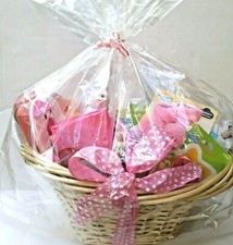 Newborn Beautiful Gift in a Basket for the Little Baby Girls with Little Teddy