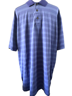 EC! Pebble Beach Dry-Luxe Performance Golf Polo  Men's Shirt Blue Striped Sz.XL