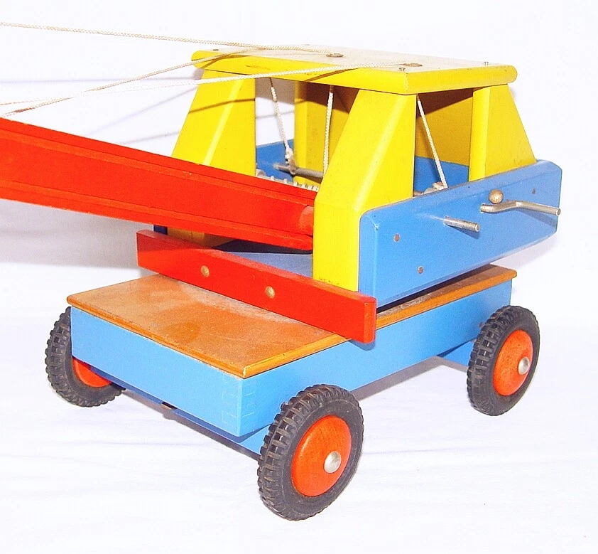 Sio Holland 1: 16 木制建筑工地手动车轮 CRANE 完好 65 全新! 罕见! — 第 3/4 张图片