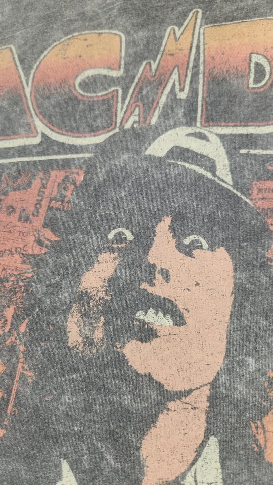 AC/DC High Voltage World Tour '76 Reprint T-Shirt Mens S/M Faded Gray Cotton - Image 2 of 4