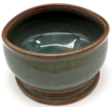 Sac Of Clay Hand Thrown Studio Art Pottery Glazed Oval Bowl Signed