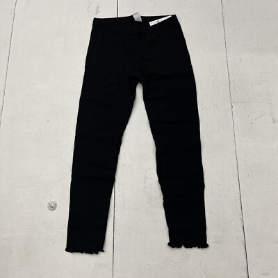 Old Navy Black Rib-Knit Full-Length Lettuce Trim Leggings Girls Size 5T NEW