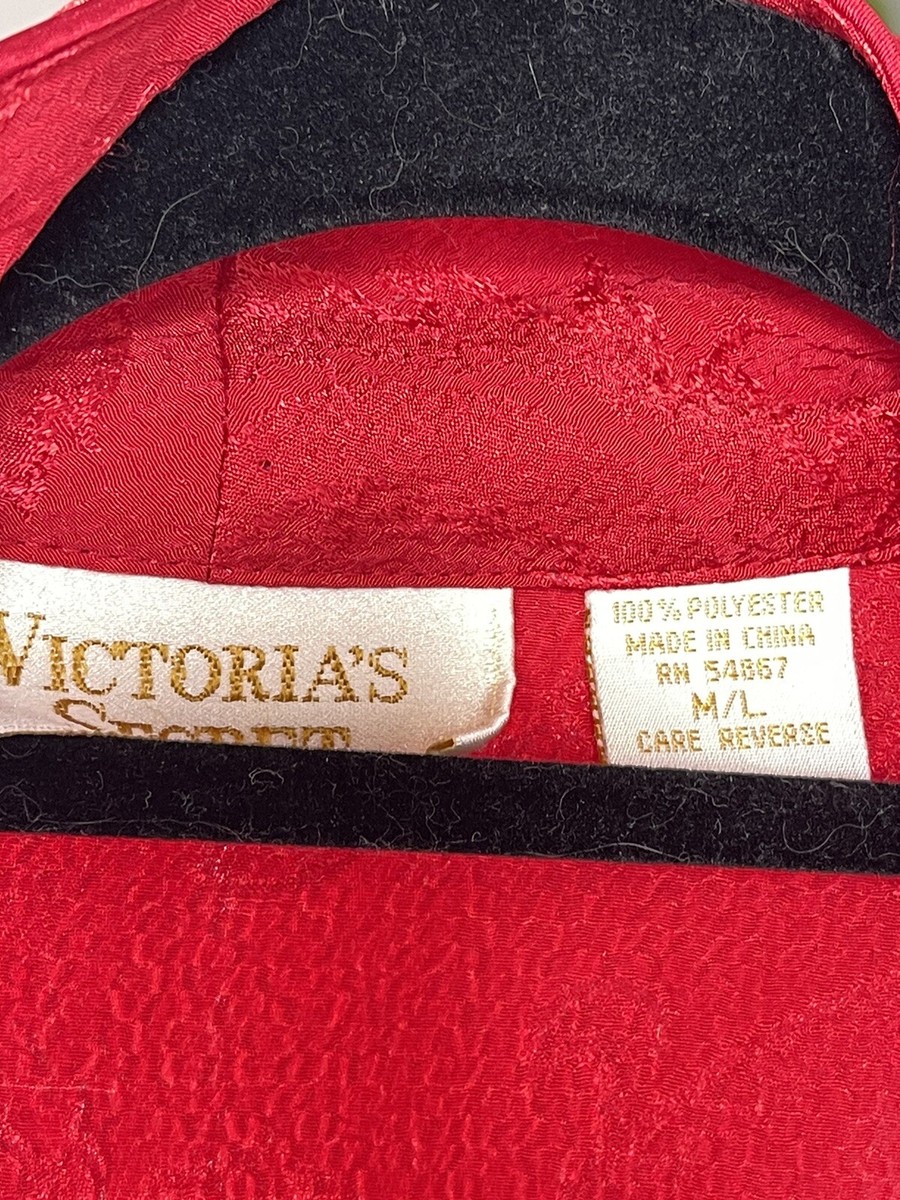Victoria's Secret Red M/L Vintage Sexy Satin Robe Long Gold