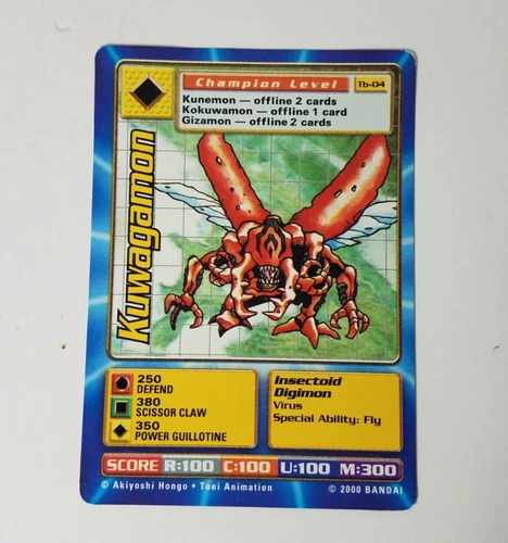 Digimon Kuwagamon Tb-04 Digi-Battle Taco Bell Promo Card 2000 Bandai Vintage