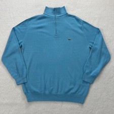 Lacoste Sweater 1/4 Zip Pullover 100 Cotton Blue Men's US Size XL VTG NWT