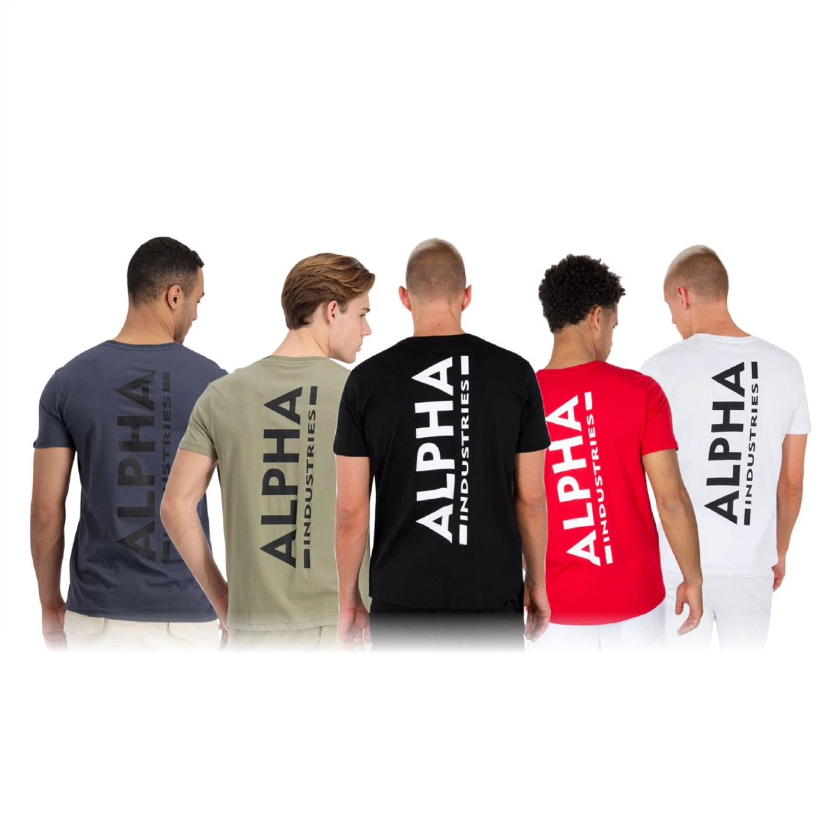 Alpha Industries Herren T Shirt Backprint T Baumwolle schwarz wei