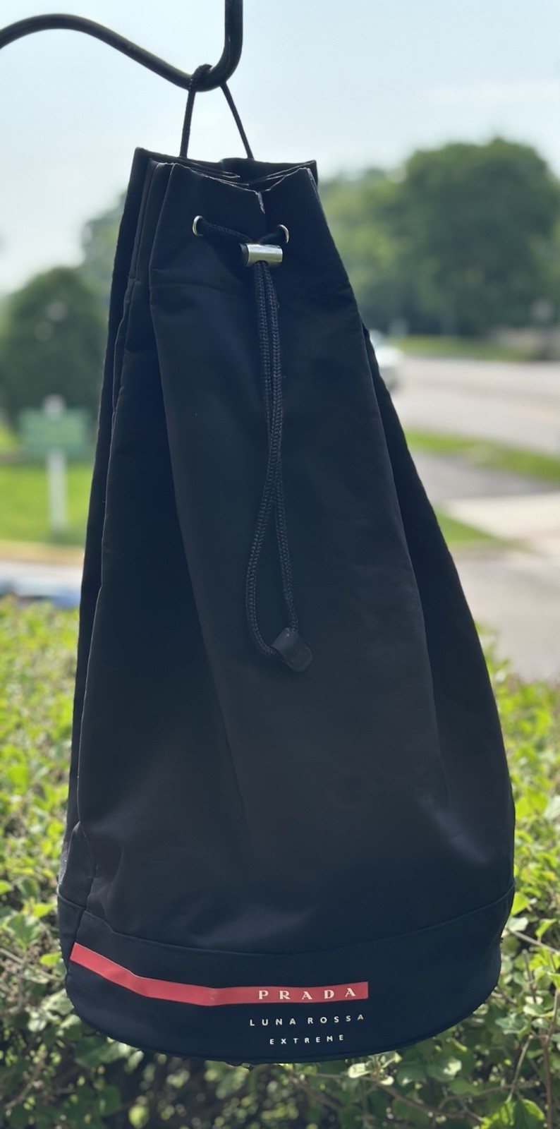 Prada Luna Rossa Extreme Black Drawstring Gym Bag