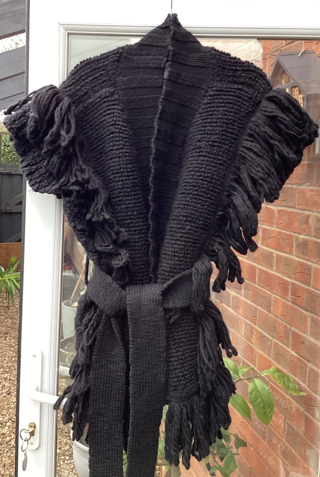 BNWT ZARA SRPLS BLACK 95percent FRINGED BELTED CARDIGAN size S - M RRP £169 REDUCED.