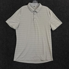 Lululemon Evolution Polo Shirt Men's Medium Gray Striped Golf Performance Casual