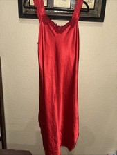 Vintage Victoria's Secret Gold Label Full Length Slip gown Satin Red Size S