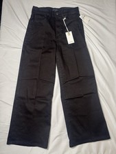 Image of NWT $149 Good American Good Waist Palazzo Cropped Jeans in Black Size 6/28