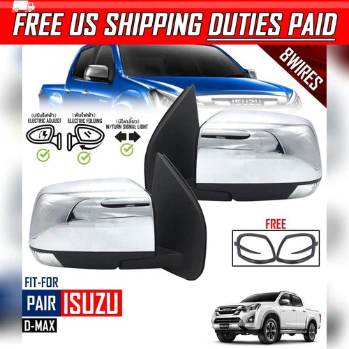 Chrome Side Door Wing Mirror w/Signal Electric For Isuzu D-max Pickup 2016-2019