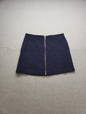 Gap Women Mini Skirt 16 Navy Blue Corduroy Front Zipper Pockets Summer Casual