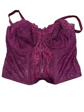 Vintage Curvation Red Wine Pin Up Padded Boned Bustier Lingerie Sz 40DD 