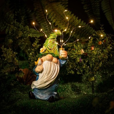 Gnomes Garden Statue with Firework Solar Light, Outdoor Decor for Outside, Gn...