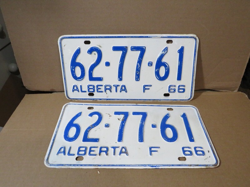 1966 ALBERTA LICENSE PLATE PAIR 69-77-61
