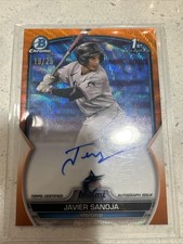 2023 Bowman Chrome Prospect Auto Javier Sanoja #CPA-JSJ Orange Wave /25