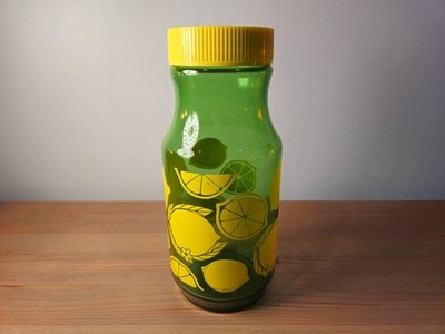 Vintage Anchor Hocking Glass Lemonade Carafe With Yellow Lid