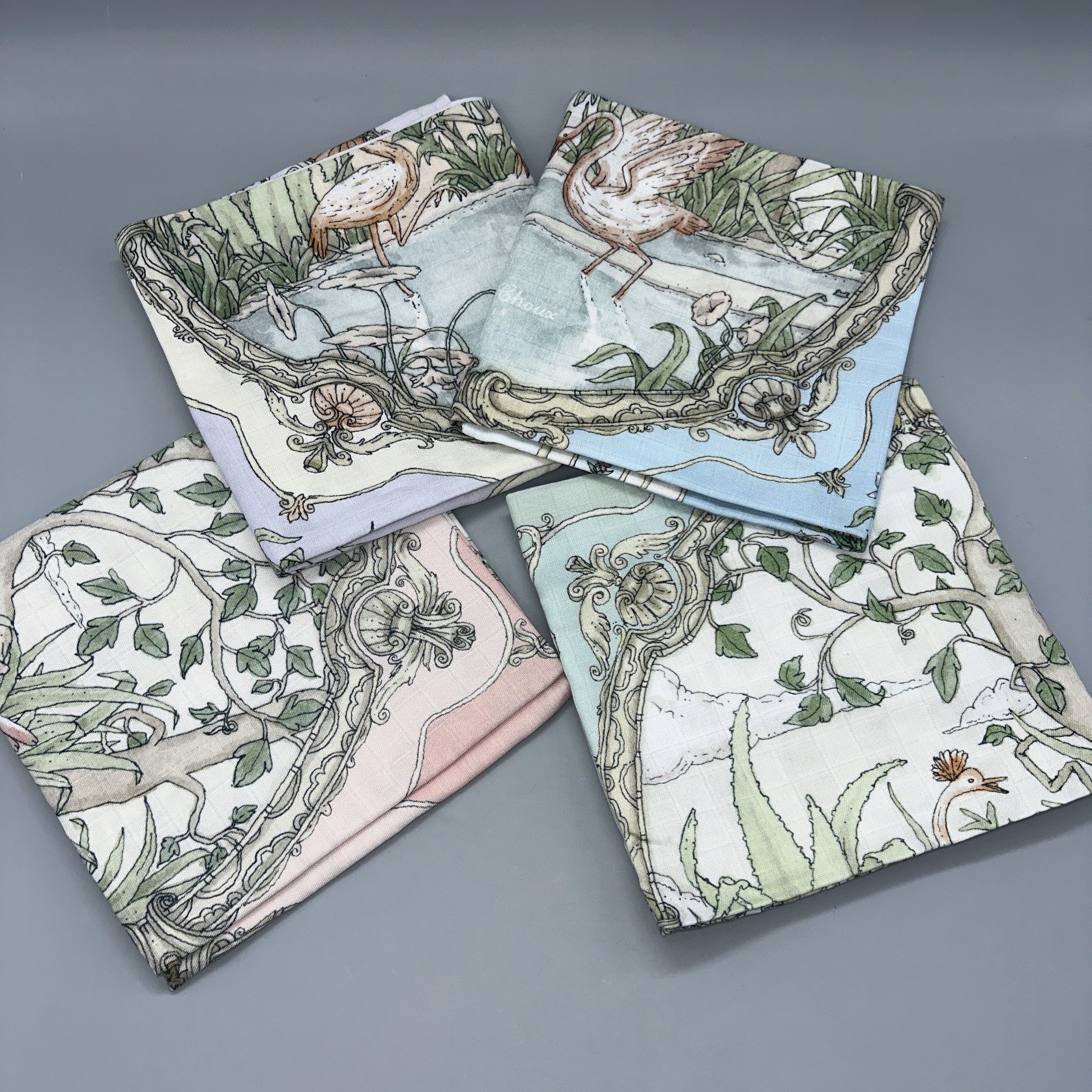 Atelier Choux Paris- Carre Swaddle Baby Blanket- ‘Tapestry’ - Set Of 4- New