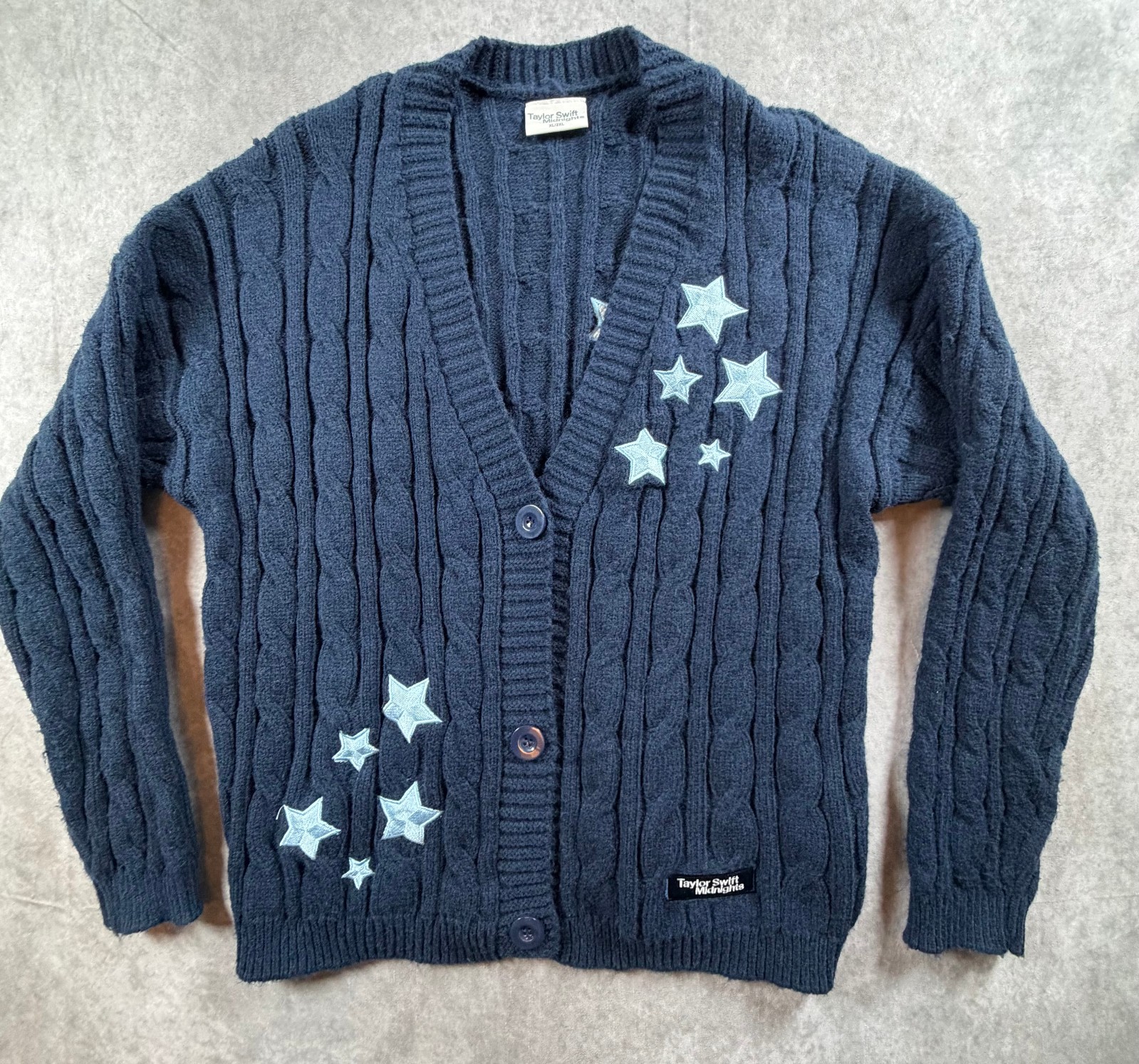 Taylor Swift Midnights Cardigan Sweater XL 2XL Blue Star Knit