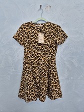 Mini Abito Zara Taglia Media Vestibilità Svasata Leopardato Stampa Animalier Vacanze Estive Nuovo con etichette