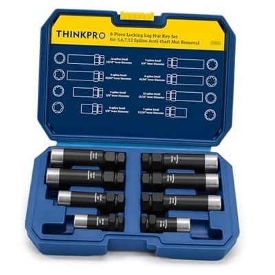 Spline Lug Nut Socket Set-8 Piece Wheel Lock Removal Kit,5 5/6/7/12 Spline