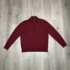 UNTUCKit Mens Dark Red Belguardo Merino Wool Quarter Zip Sweater size Large