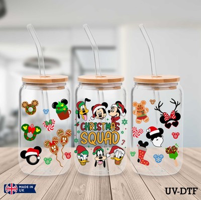 Mickey Mouse Weihnachten UV DTF Aufkleber - 16oz Libbey Dose Glasfolie yn527