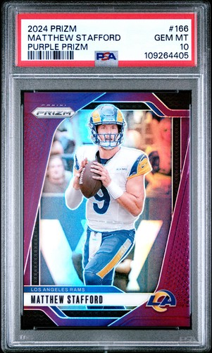 2024 PANINI PRIZM PURPLE PRIZM #166 MATTHEW STAFFORD 26/125 PSA 10