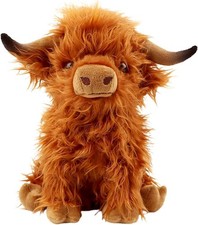 Highland Cow Stuffed Animal Toy, Cute Realistic Highland Cow Plush Toy Fluffy Fa