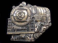 RE01127 VINTAGE 1978 CUT-OUT  STEAM ENGINE TRAIN  RAILROAD BELT BUCKLE