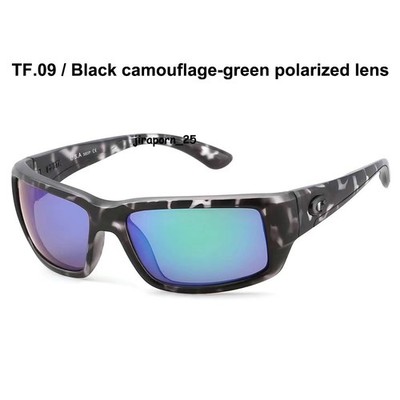 Costa Del Mar Fantail Black Camouflag Frame Green Lens Polarized 580P Sunglasses