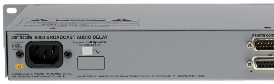 Symetrix Airtools 6000 Broadcast 40 Sec Profanity DUMP Button Delay XLR Balanced - Image 4 of 4
