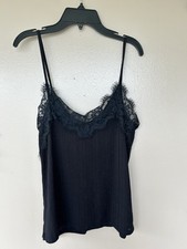 Black Zara Spaghetti Strap Lace Trimmed Camisole.  SIZE SMALL