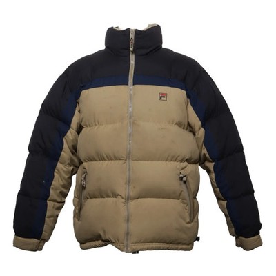 Fila, Daunenjacke, Herren, Größe: L, Beige/Blau/Schwarz #y4I