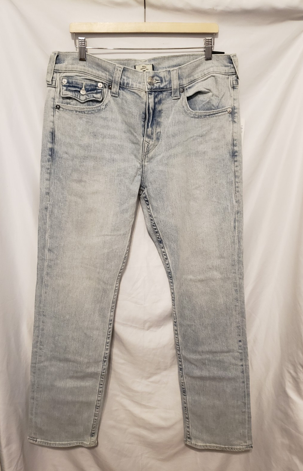 True Religion RICKY Relaxed Straight Jeans 33x34 Blue Drover Light Wash