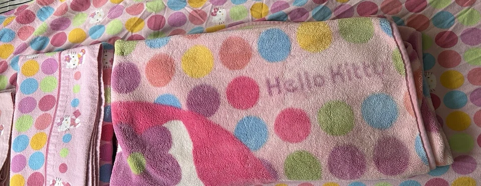 Hello Kitty одеяло 3 изделия фланелевый простыня комплект двойной размер розовый воздушные шары 2006 - Изображение 3 из 4