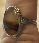 Vintage Ostby & Barton Sterling Silver Agate Ring Size 7