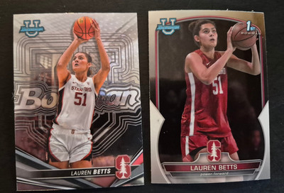 LAUREN BETTS X 2 ROOKIES (2023 BOWMAN UNIVERSITY CHROME # 67 & 49-1ST BOWMAN CD