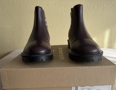NIB BURBERRY Women's Allostock Leather Booties, size 39 EU, Oxblood 